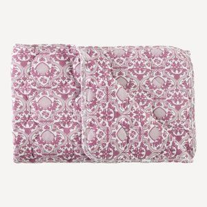 NWT Kate Quinn Rose Mauve Folk Floral Circle Quilted Stroller Blanket